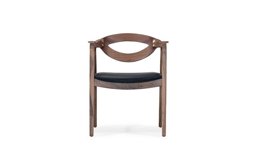 Lidia Wooden Armchair with Black Leather Seat