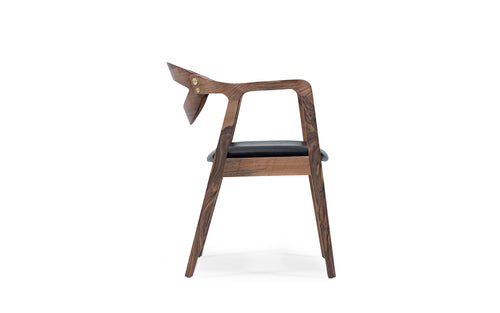 Lidia Wooden Armchair with Black Leather Seat